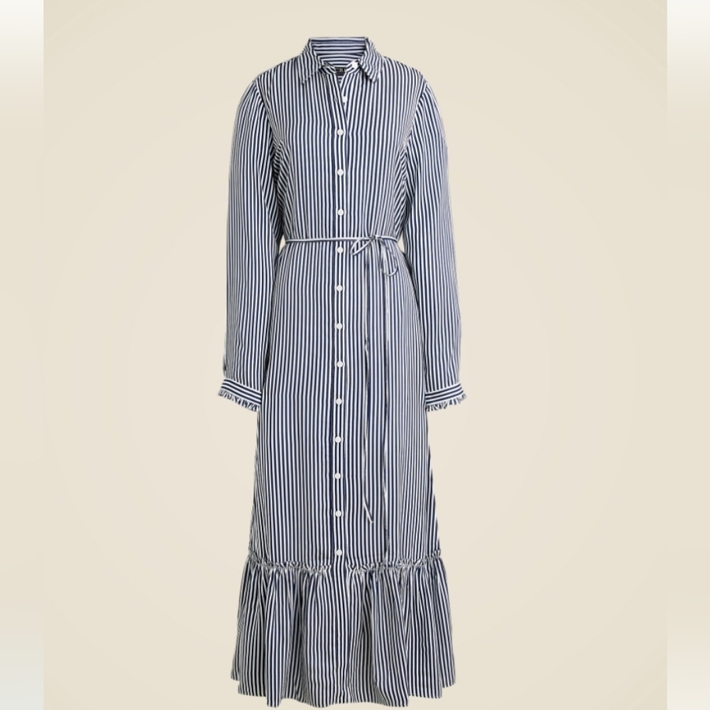 J. CREW Long Amelia shirtdress in striped drapey viscose twill Size M